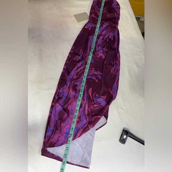 CHELSEA 28 Purple abstract print surplice spaghetti strap midi dress size S - Picture 16 of 16